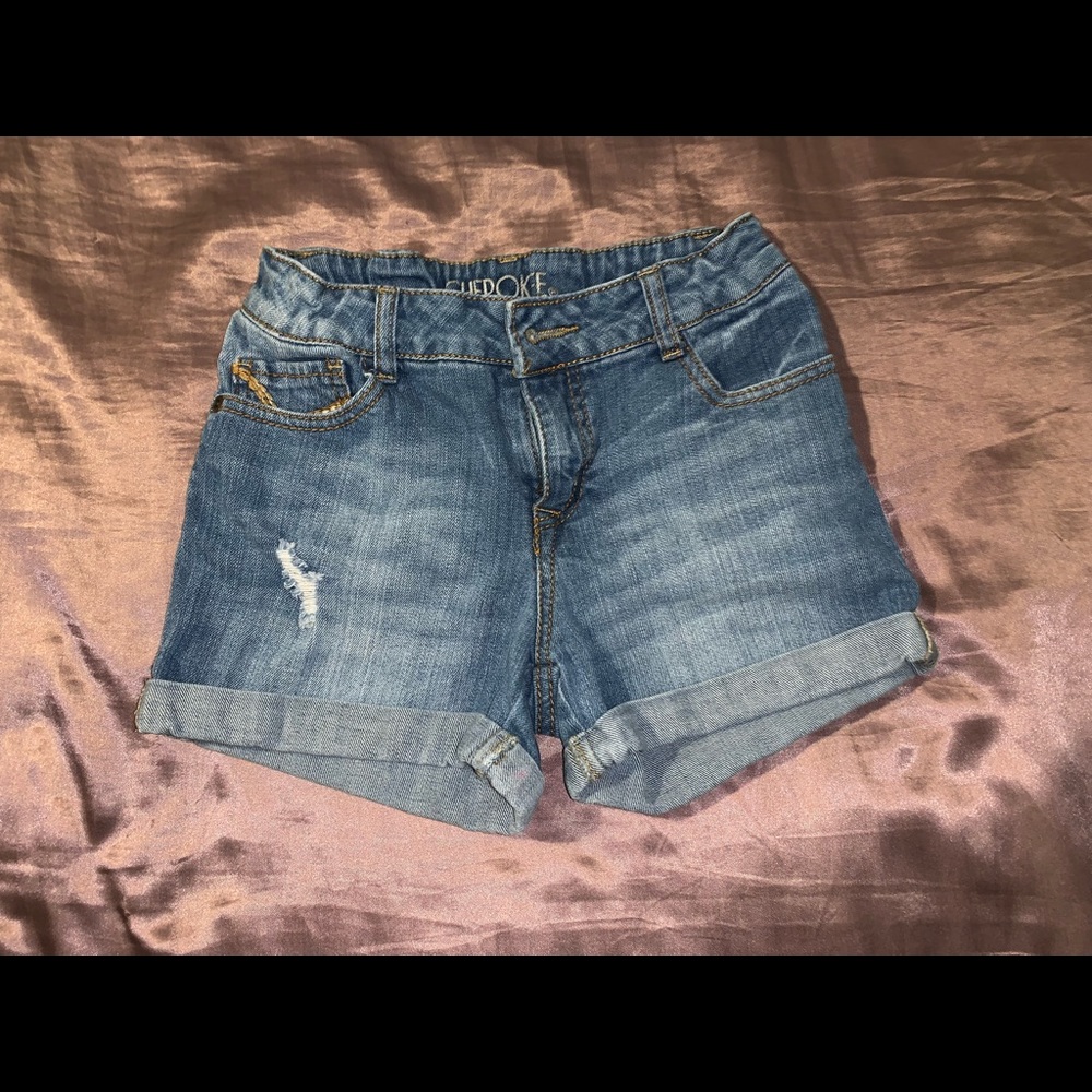 Kids size 10 denim shorts.